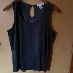 M grey Scoop neck light weight faux sued tank top